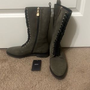 Armani. WORN ONCE!!! Olive Green Suede Boots. Sz US 6.5/ EUR 38